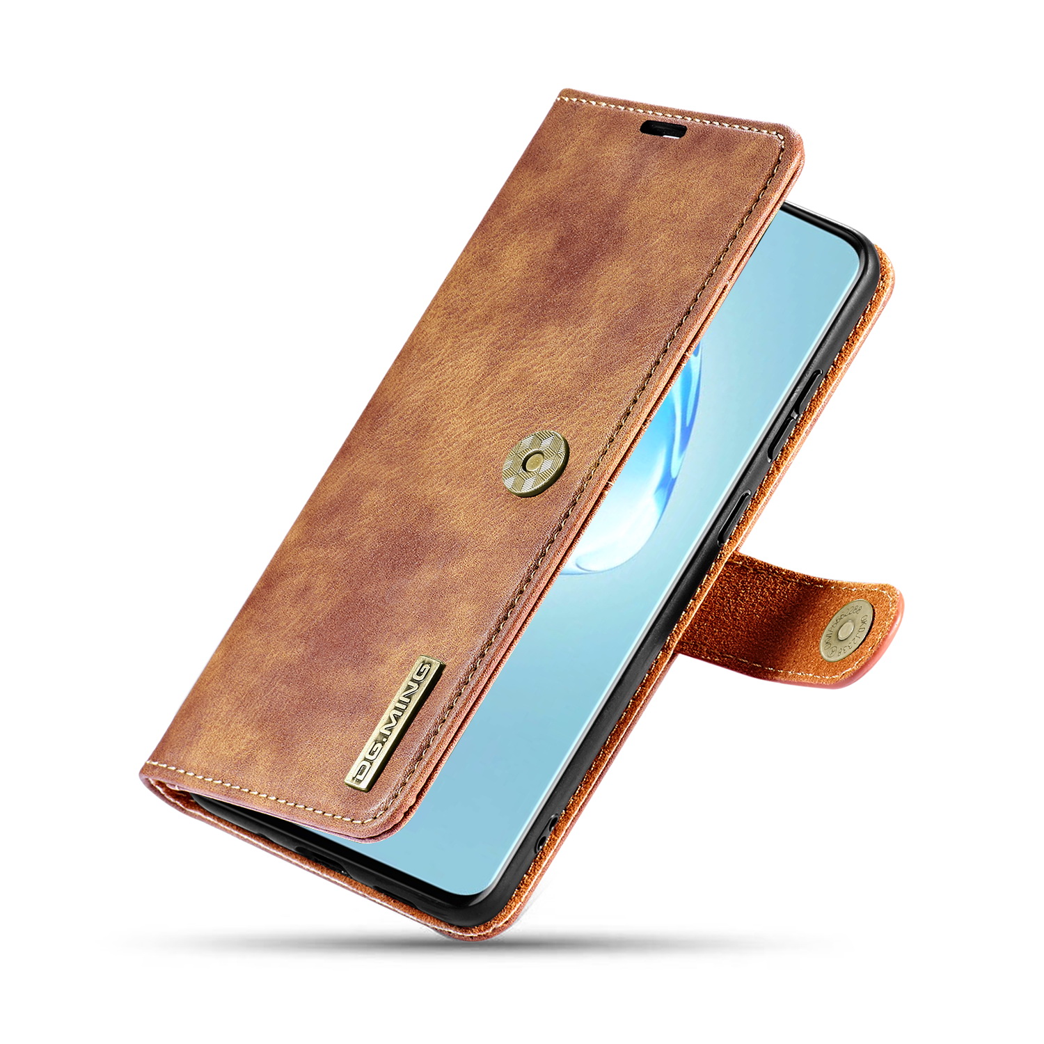 DG.MING fodral med magnetskal & ställ, Samsung Galaxy S20, brun