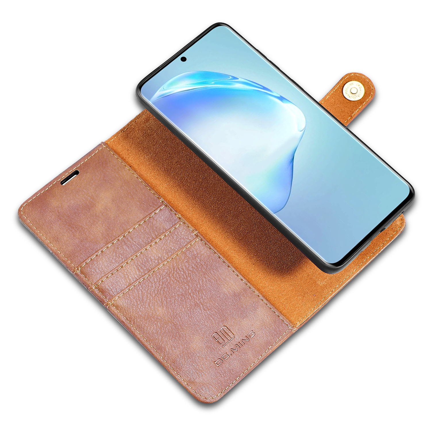 DG.MING fodral med magnetskal & ställ, Samsung Galaxy S20, brun