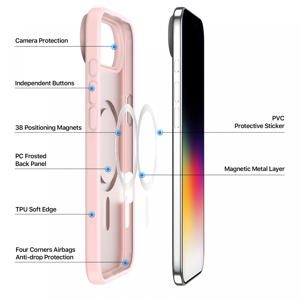 Dux Ducis Luxury magnetiskt skal till iPhone 17 Air, rosa