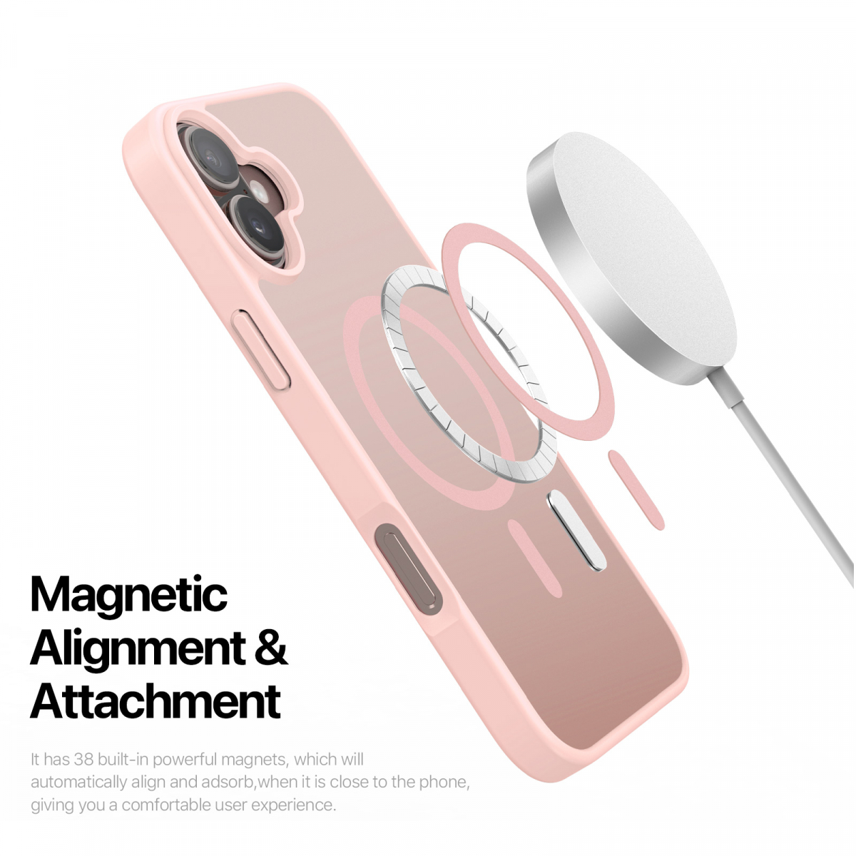 Dux Ducis Luxury magnetiskt skal till iPhone 17, rosa