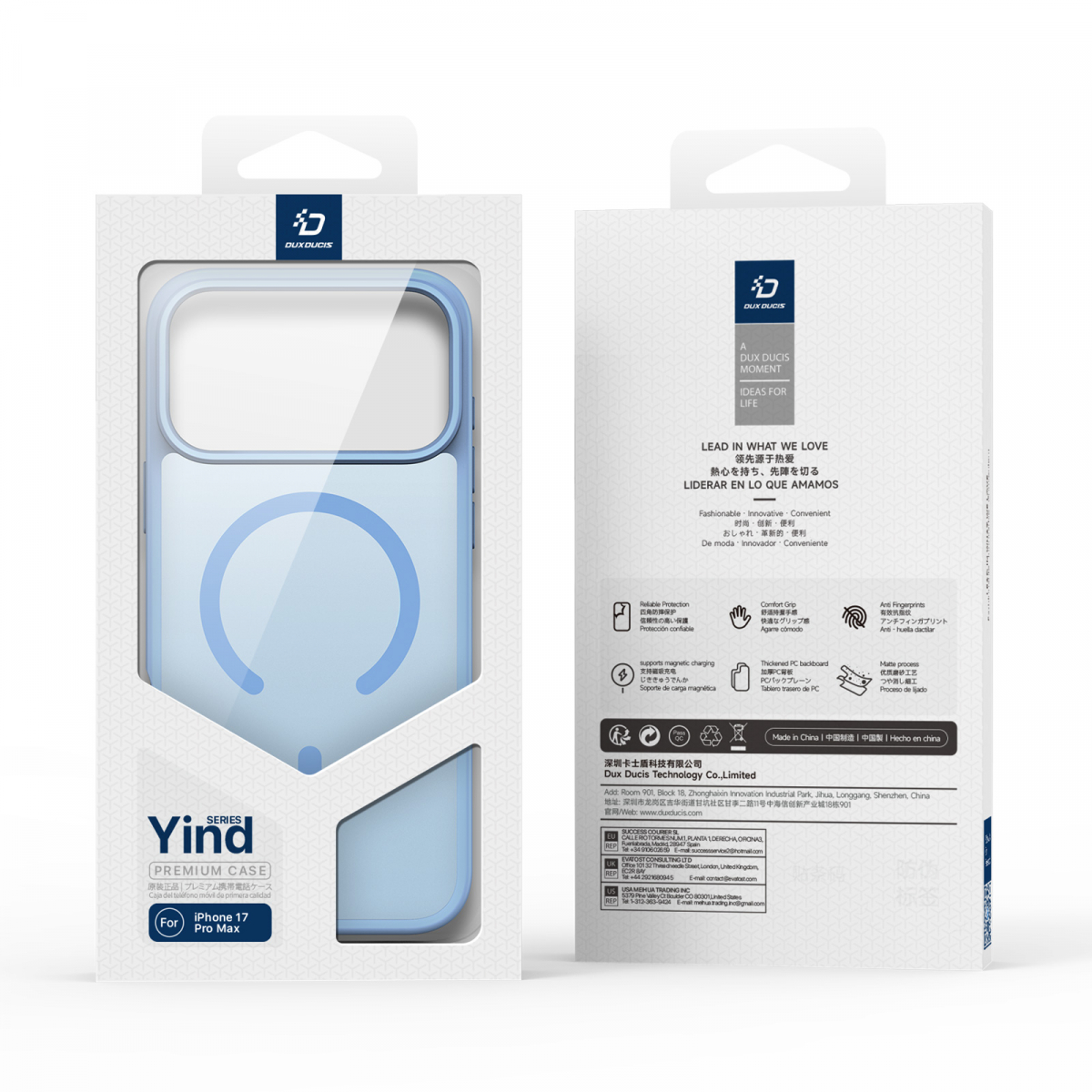 Dux Ducis Luxury magnetiskt skal till iPhone 17 Pro Max, blå