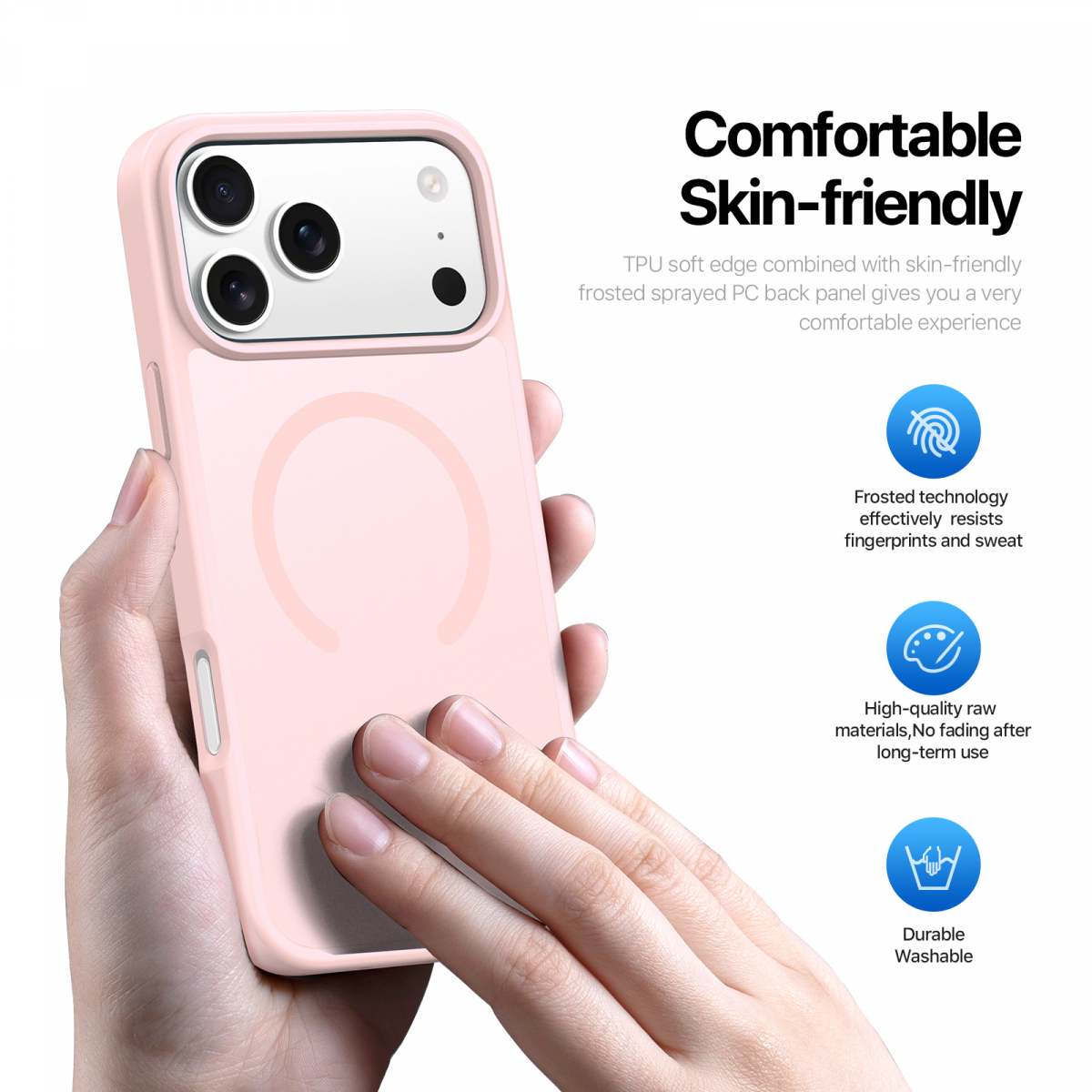 Dux Ducis Luxury magnetiskt skal till iPhone 17 Pro, rosa