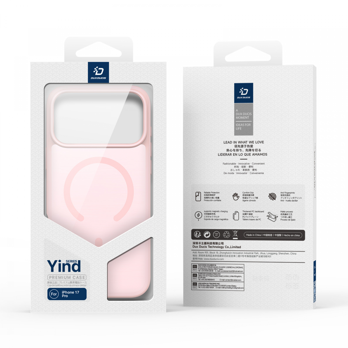 Dux Ducis Luxury magnetiskt skal till iPhone 17 Pro, rosa