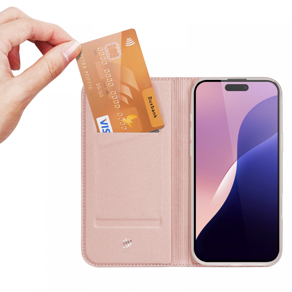 DUX DUCIS Skin Pro Series läderfodral, iPhone 16 Pro Max, rosa