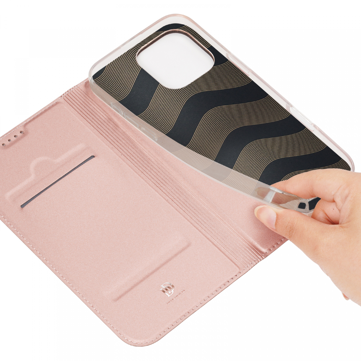 DUX DUCIS Skin Pro Series läderfodral, iPhone 16 Pro Max, rosa