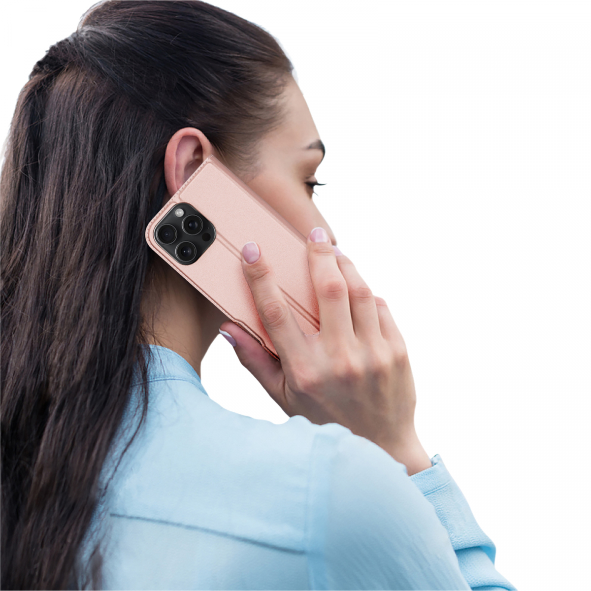 DUX DUCIS Skin Pro Series läderfodral, iPhone 16 Pro Max, rosa