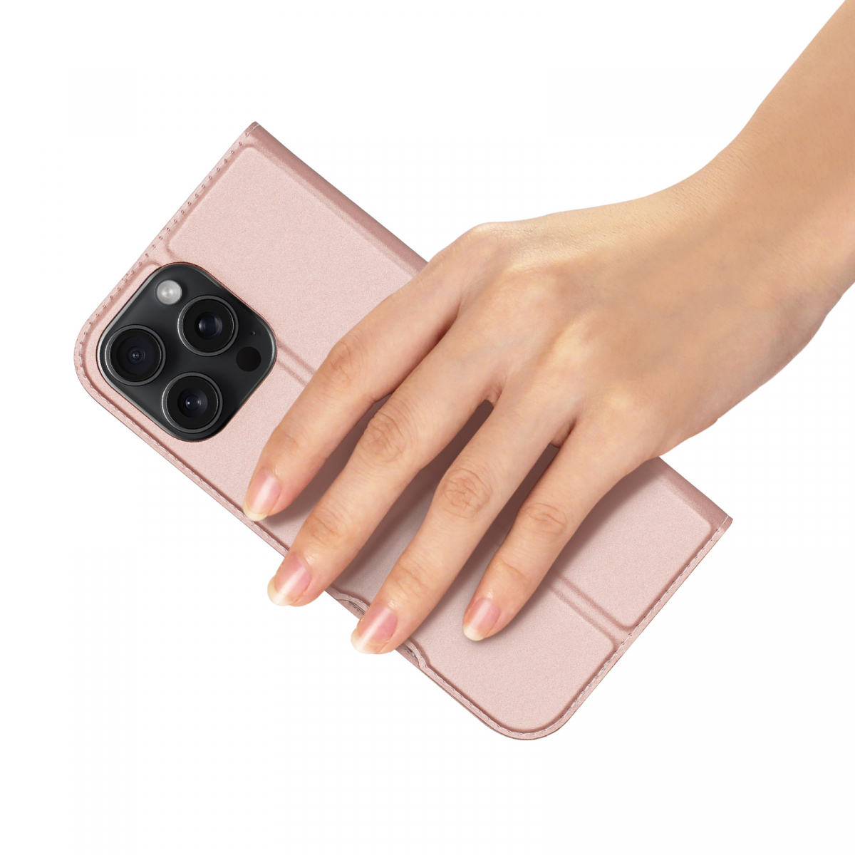 DUX DUCIS Skin Pro Series läderfodral, iPhone 16 Pro, rosa