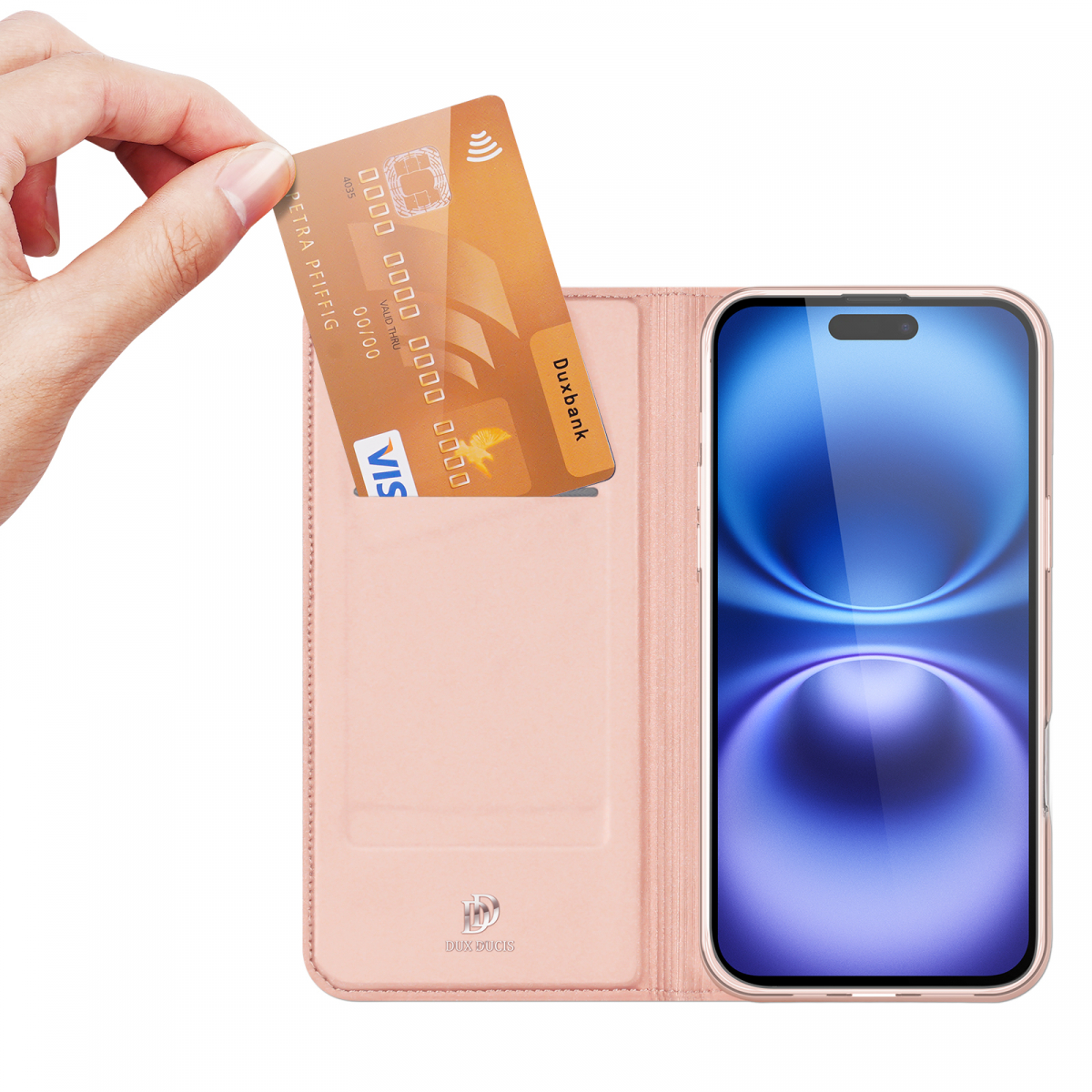 DUX DUCIS Skin Pro Series läderfodral, iPhone 16 Plus, rosa