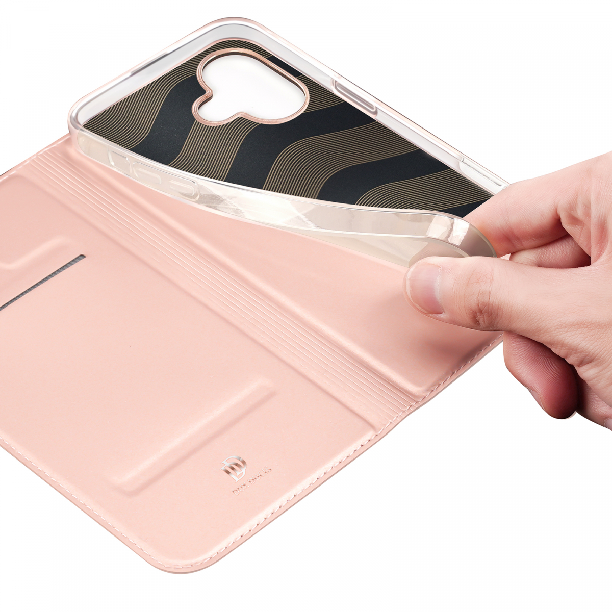 DUX DUCIS Skin Pro Series läderfodral, iPhone 16 Plus, rosa
