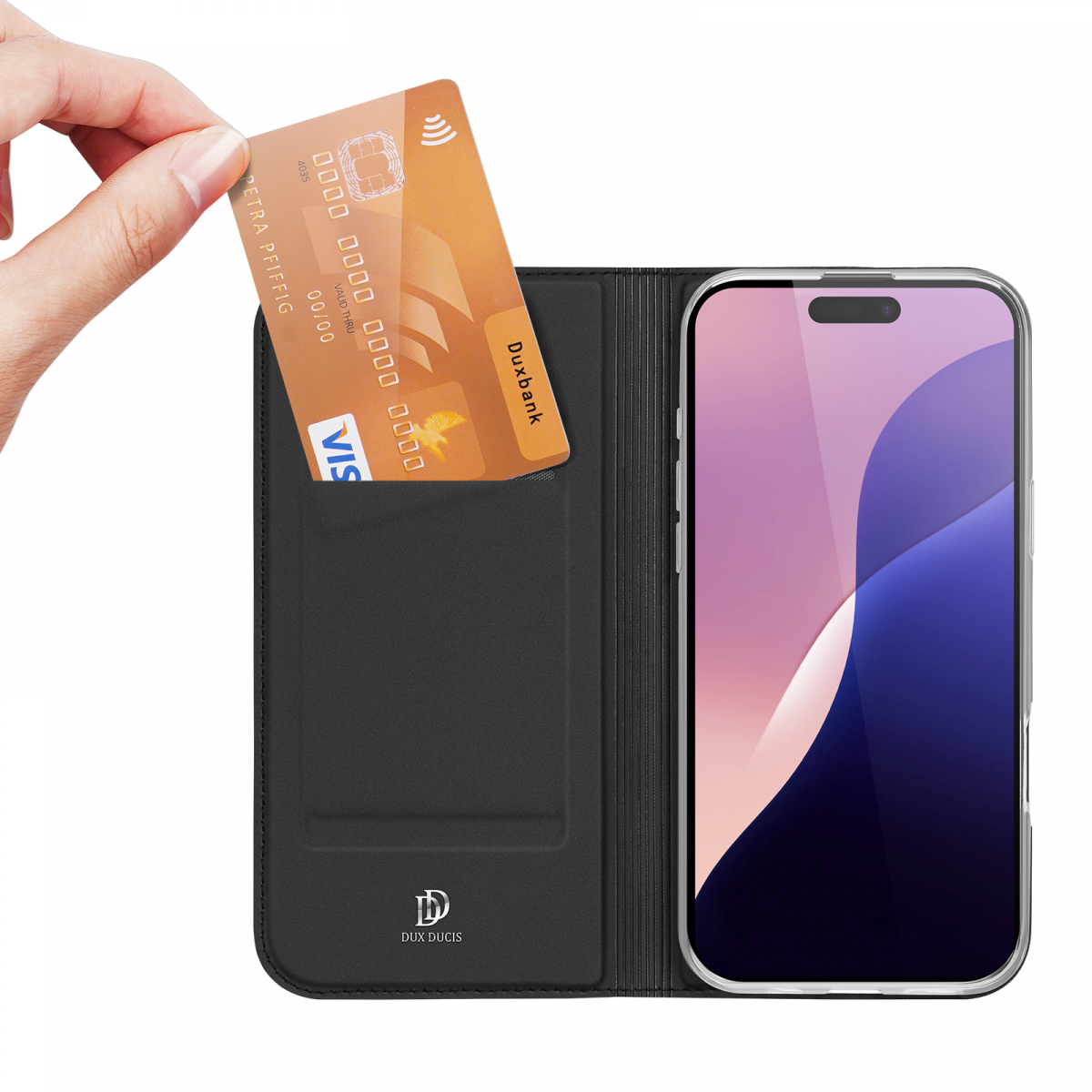 DUX DUCIS Skin Pro Series läderfodral, iPhone 16 Pro Max, svart