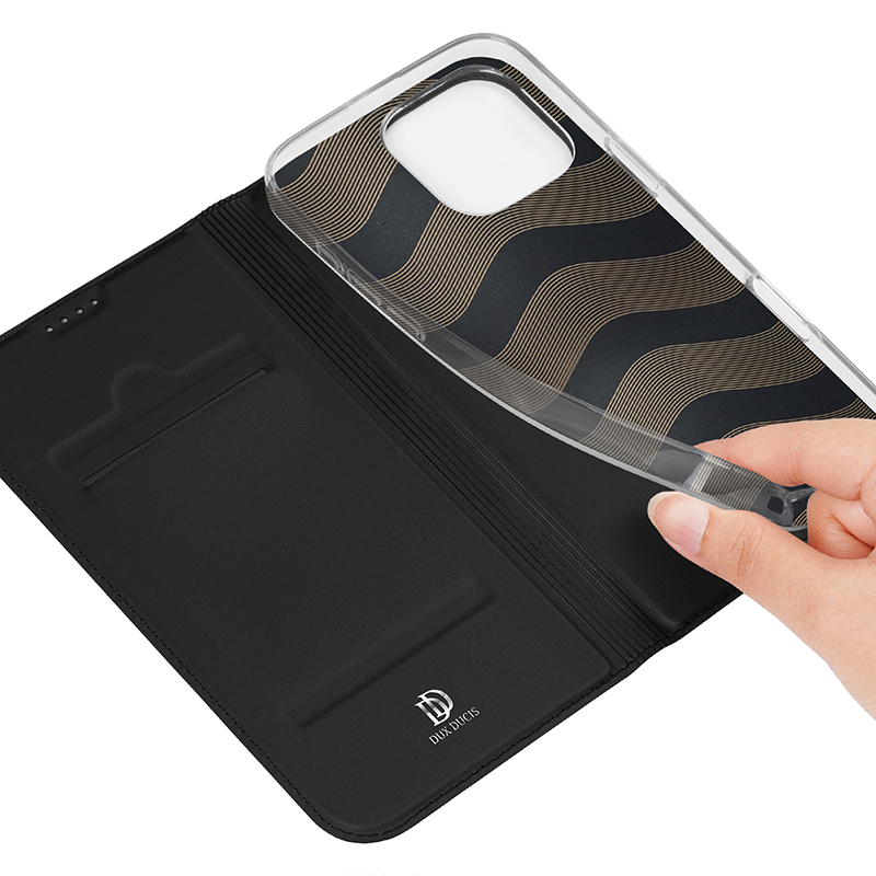 DUX DUCIS Skin Pro Series läderfodral, iPhone 16 Pro, svart