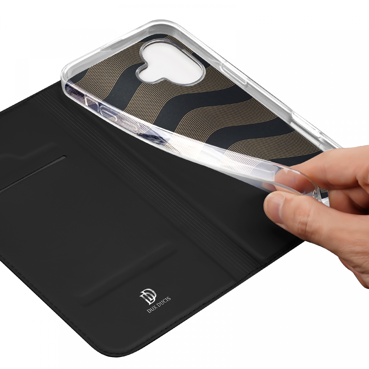 DUX DUCIS Skin Pro Series läderfodral, iPhone 16 Plus, svart