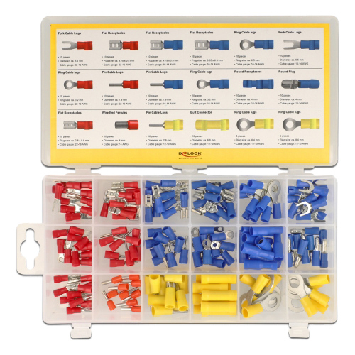 Delock Blandad låda av kabelanslutningar, 170 delar