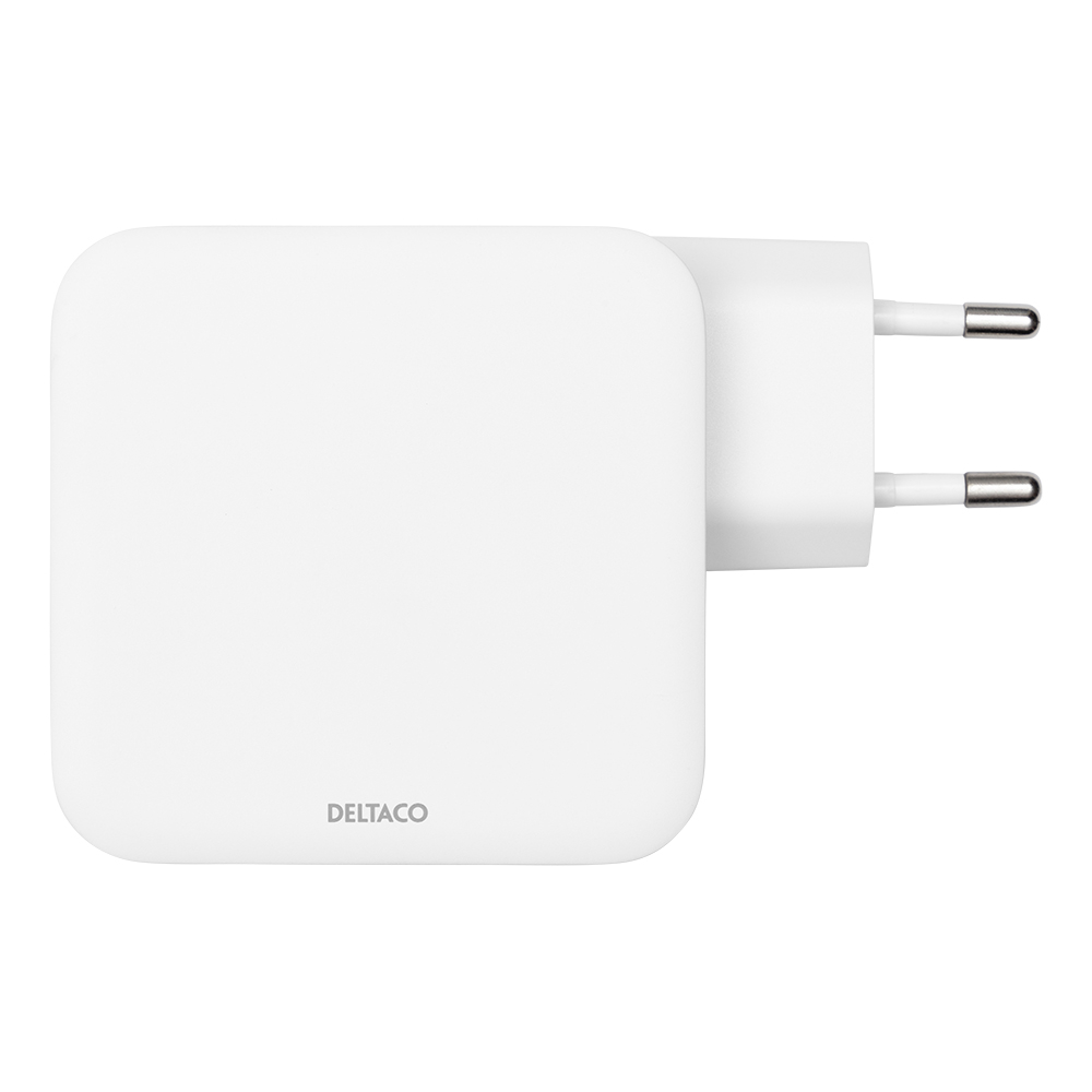 Deltaco 2xUSB-C väggladdare, GaN-teknologi, PD, 100W, vit