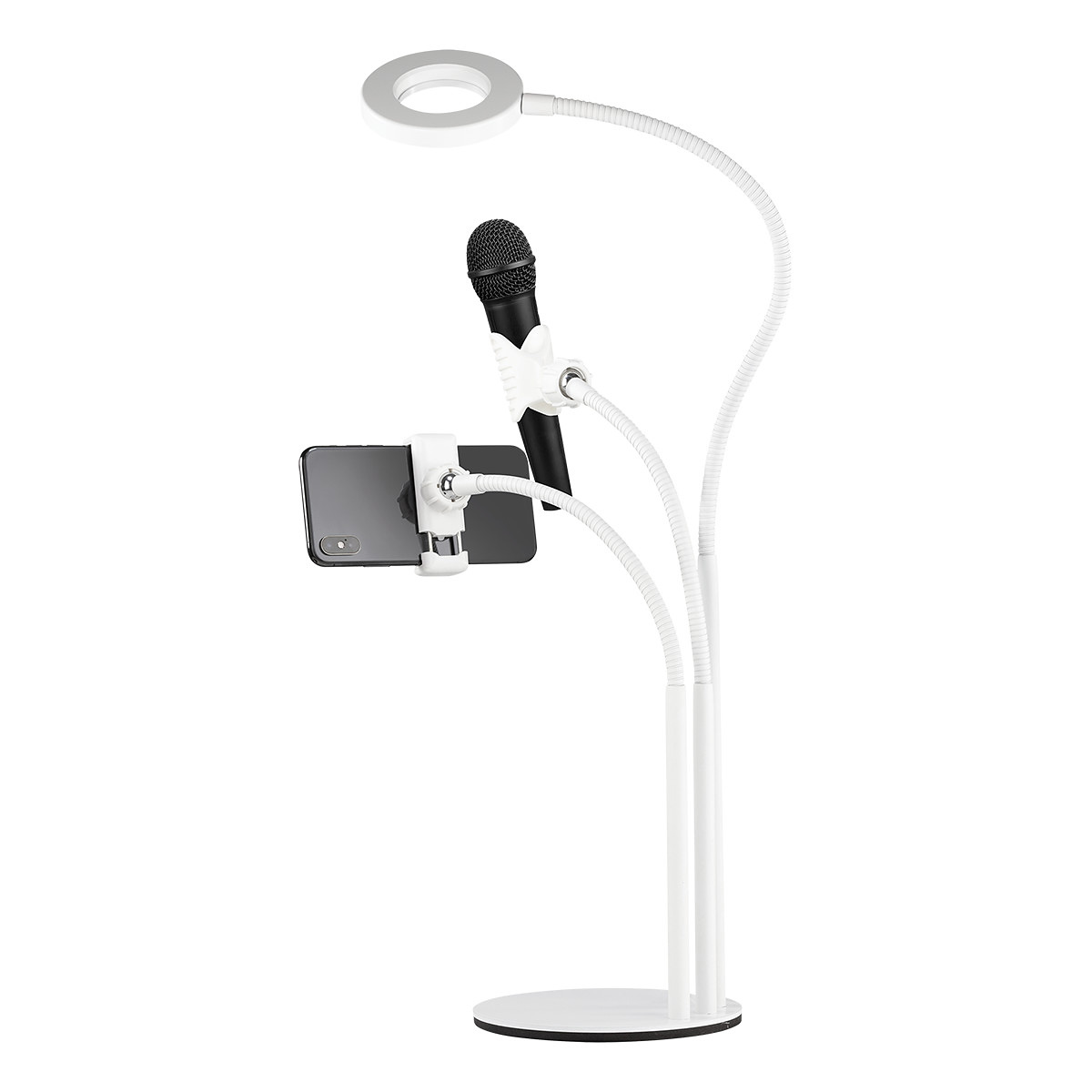 Deltaco 3-in-1 Selfie Ring Lampa med mobil/mikrofon hållare
