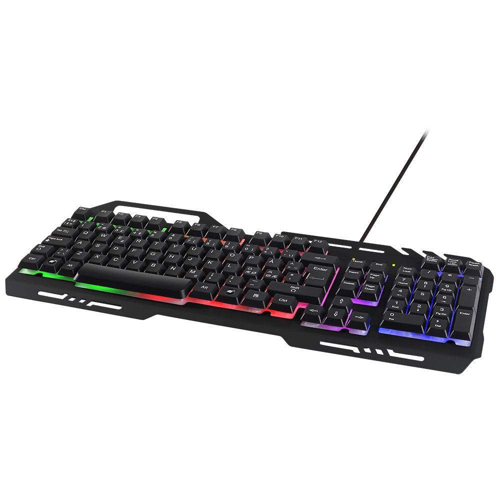 Deltaco GAMING RGB-belyst tangentbord, metallram, USB, svart