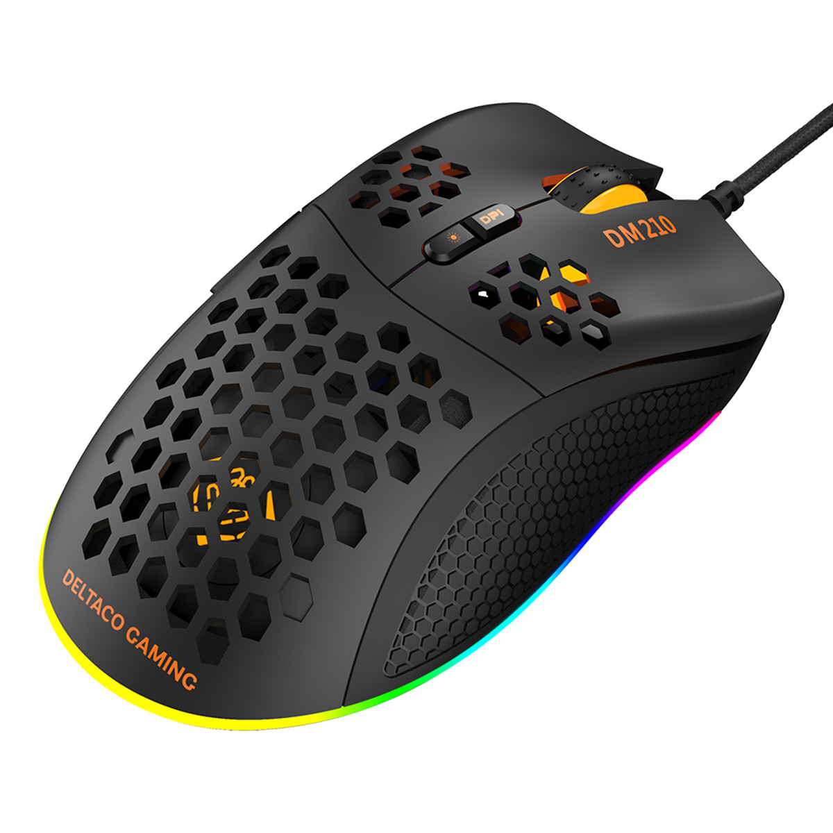 Deltaco Gaming DM210 Ultralätt spelmus, RGB, svart