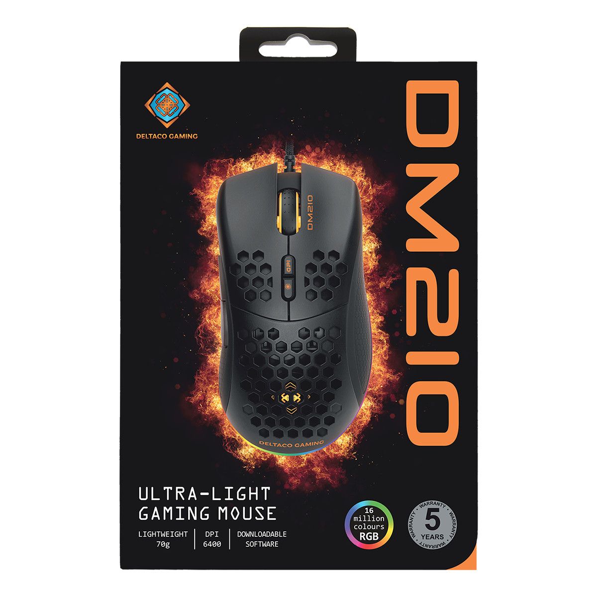 Deltaco Gaming DM210 Ultralätt spelmus, RGB, svart