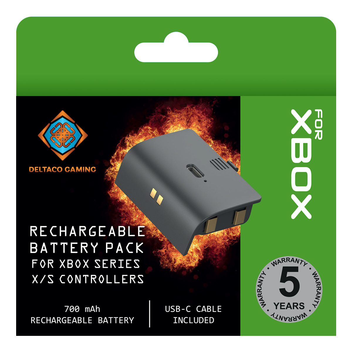 Deltaco Gaming Xbox Series S/X laddningsbart batteripack, 700mAh