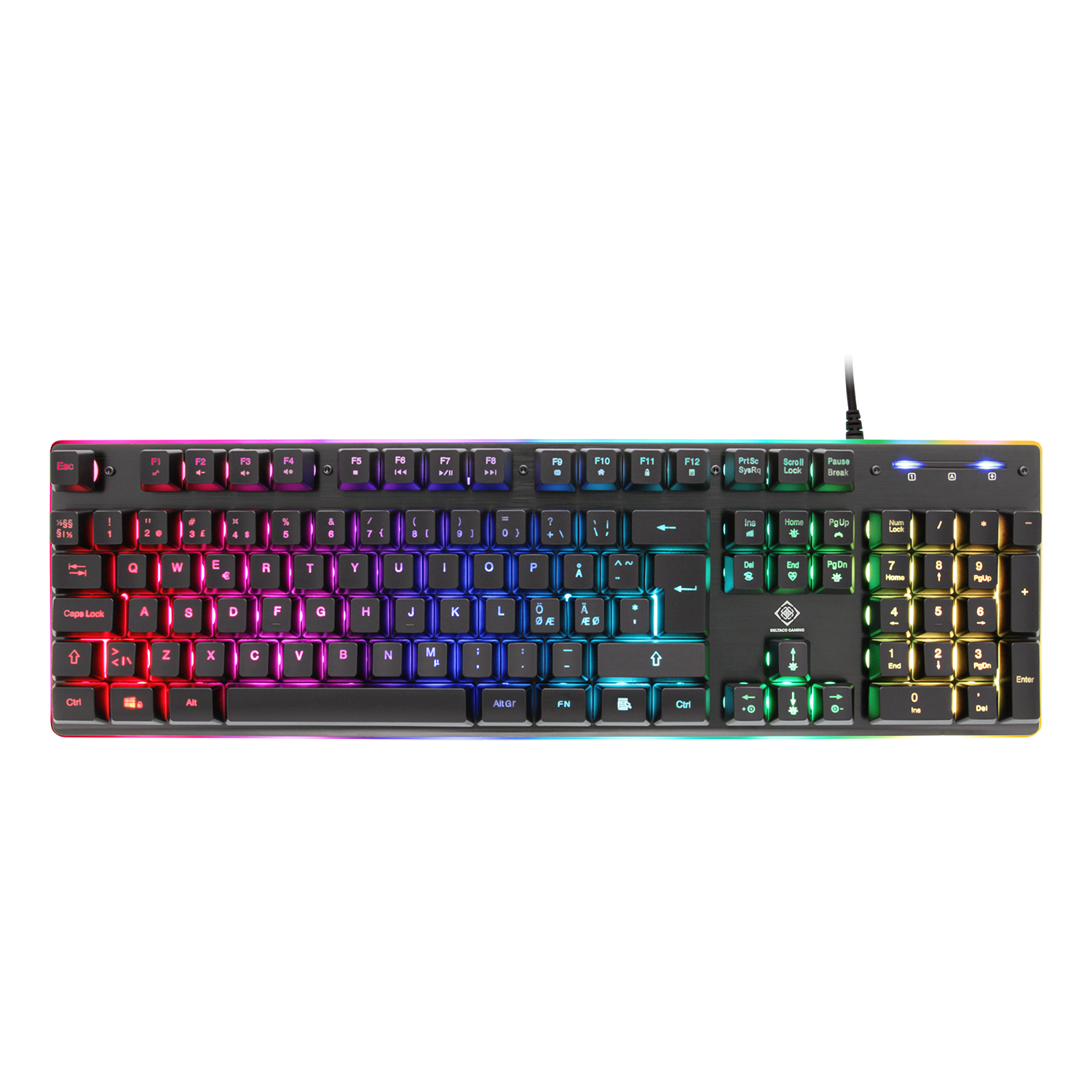 Deltaco Gaming tangentbord, membranbrytare, RGB belysning