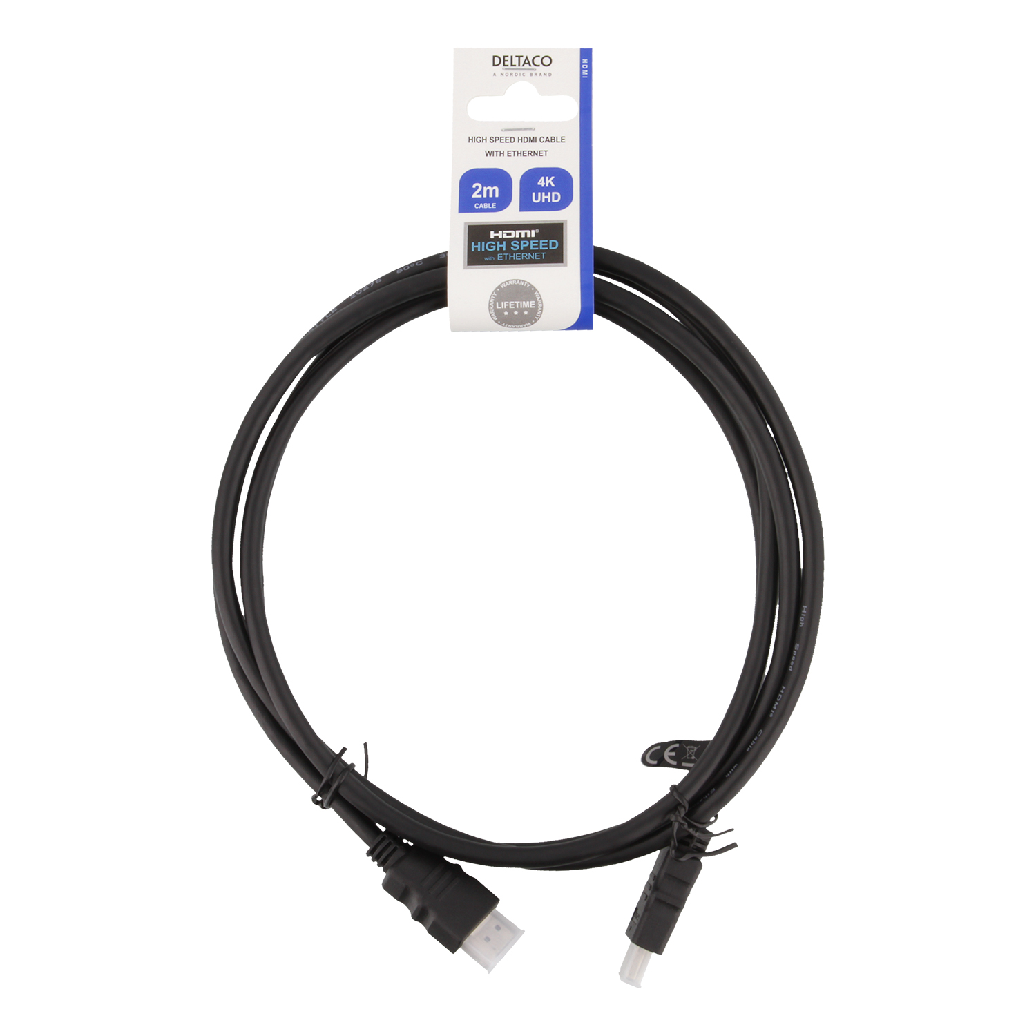 DELTACO HDMI cable CCS, HDMI High Speed w/Ethernet, FSC, 2,0m, black