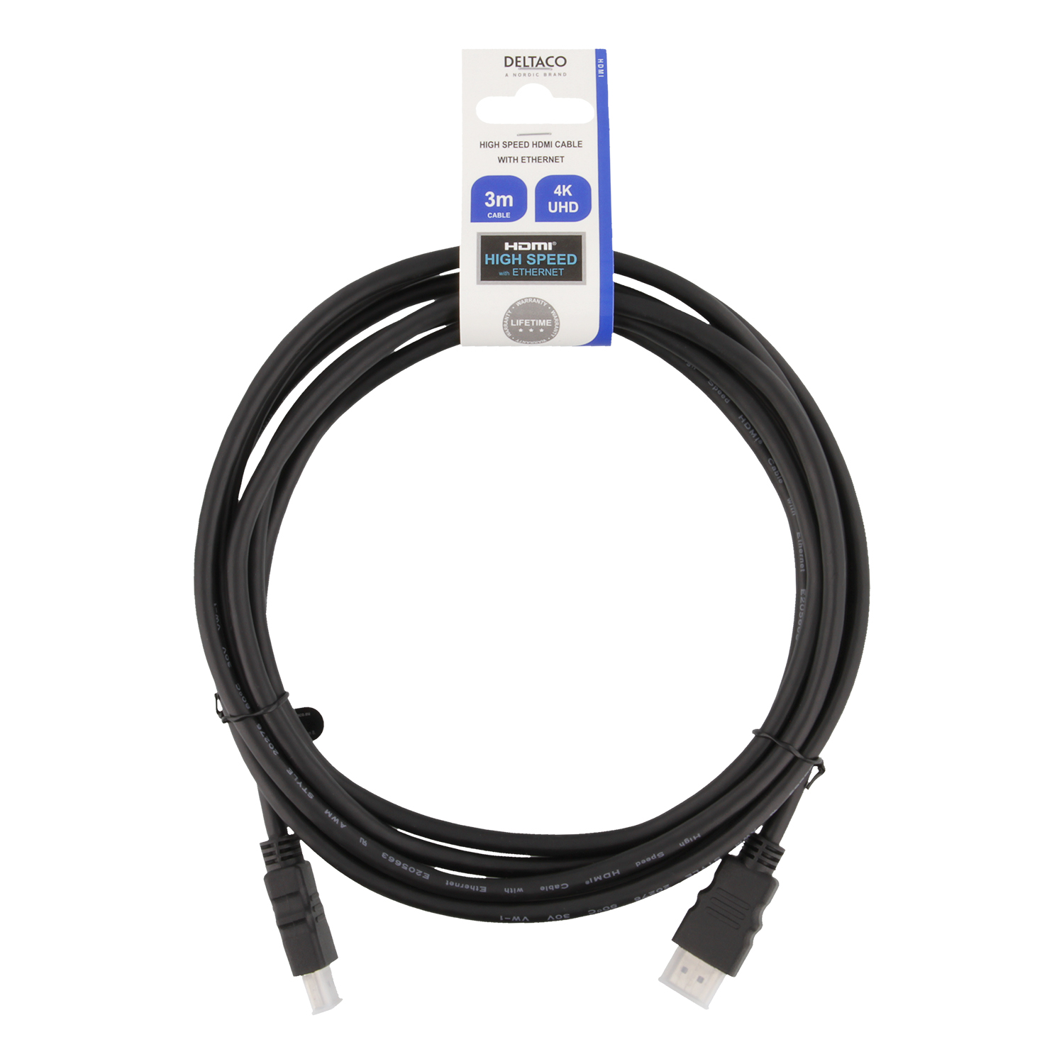 DELTACO HDMI cable CCS, HDMI High Speed w/Ethernet, FSC, 3,0m, black