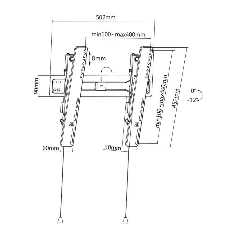 Deltaco Office, ultra-slim, 32-55 tum, 35kg, 100x100-400x400