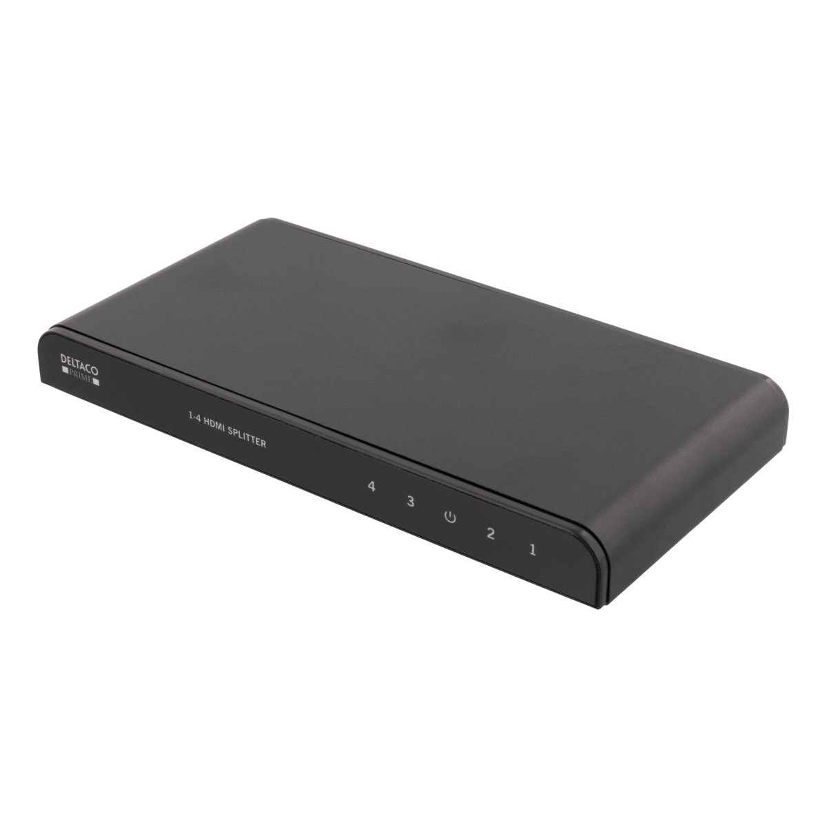 Deltaco PRIME HDMI-splitter, 1 till 4 splitter, 4K, HDCP, 3D