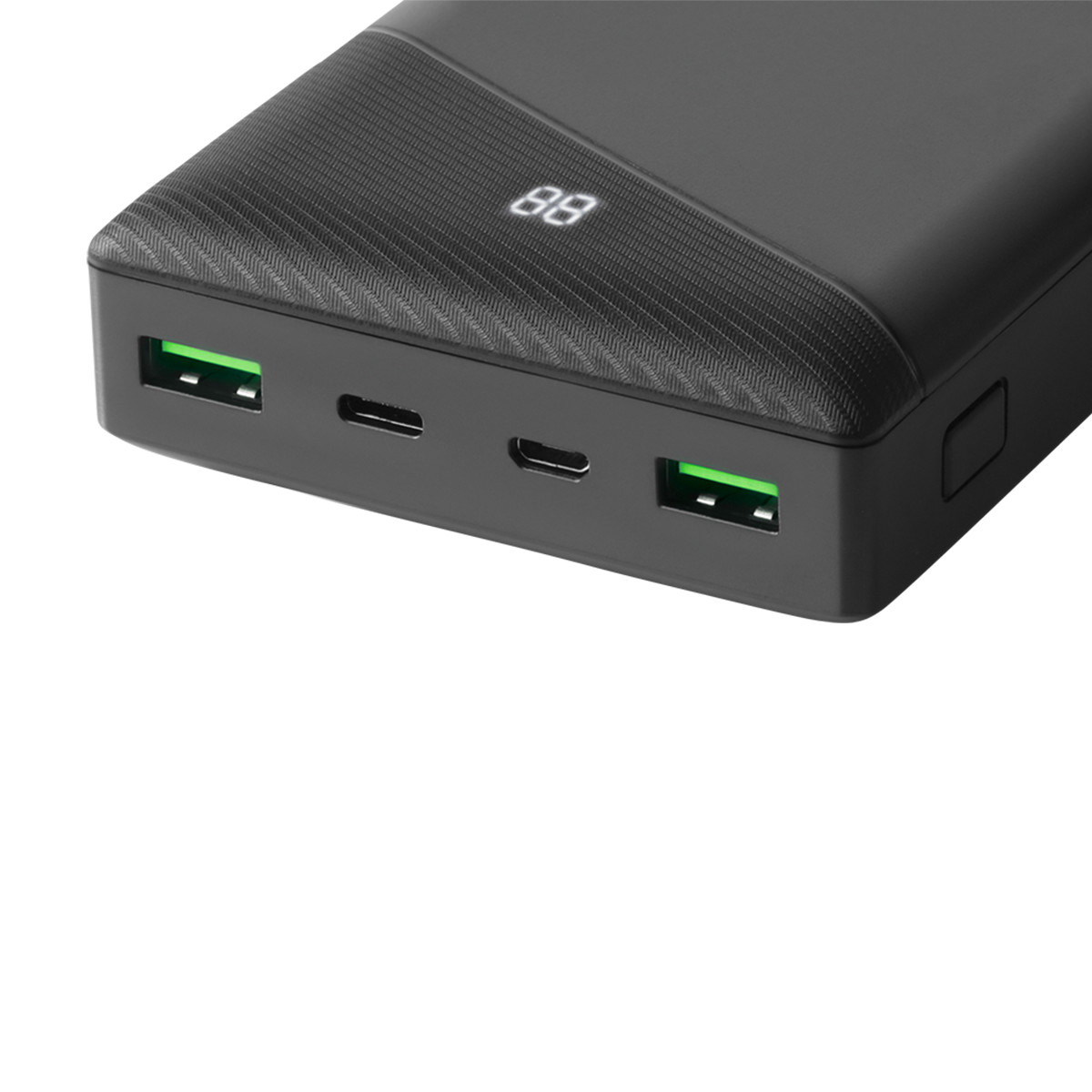Deltaco Powerbank med snabbladdning, USB-C+USB-A, 30.000mAh