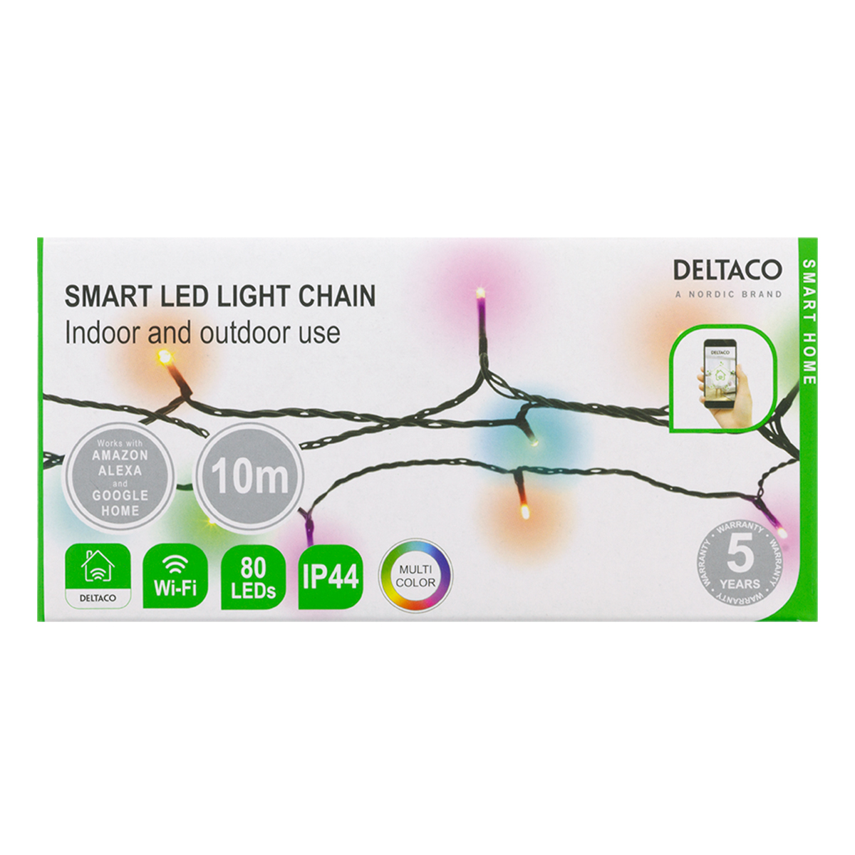 Deltaco Smart Home WiFi-styrd ljusslinga, flera färger, 10m