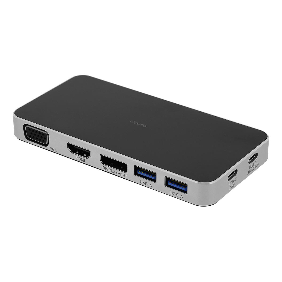 Deltaco USB-C dockningsstation, USB-C, USB-A 3.1,VGA,HDMI