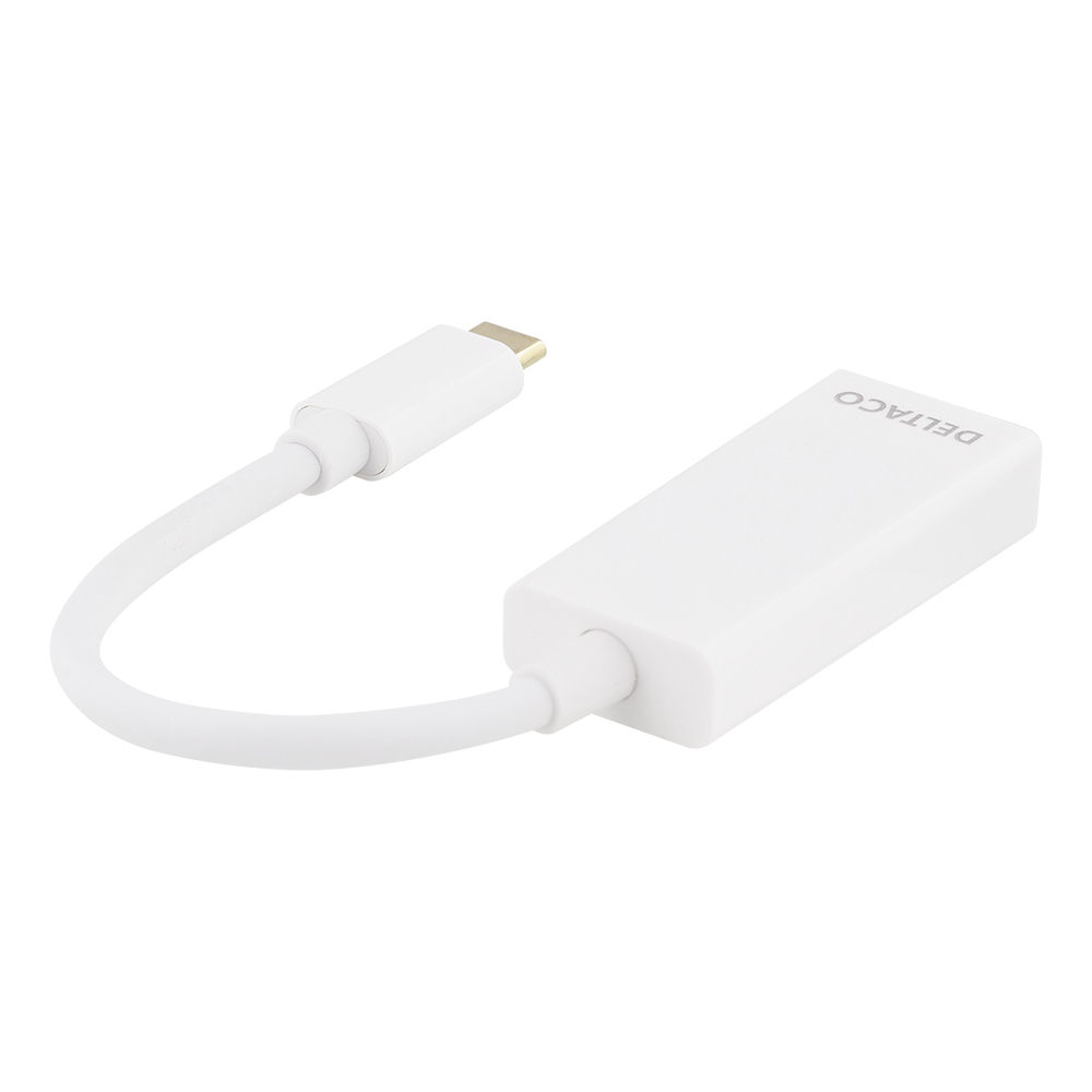 Deltaco USB-C till DisplayPort-adapter, 4K, UltraHD, vit