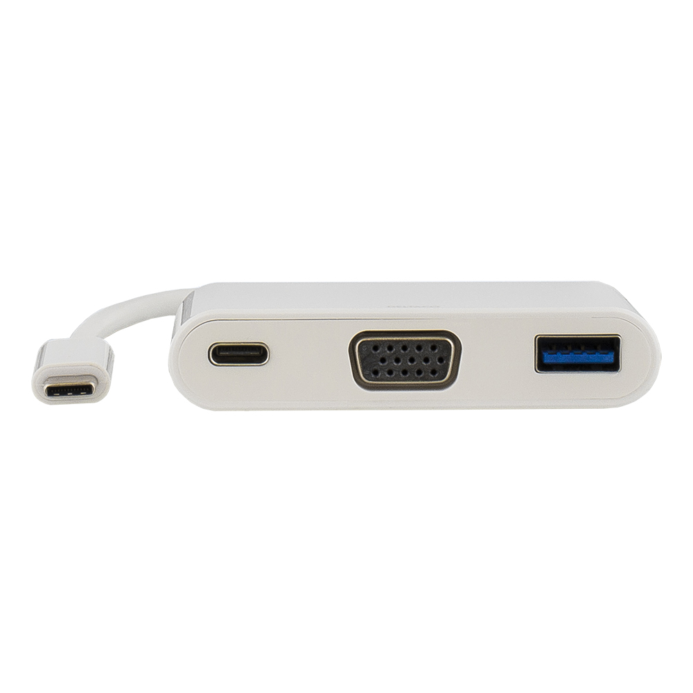 Deltaco USB-C till VGA, USB-A och USB-C adapter, 60W