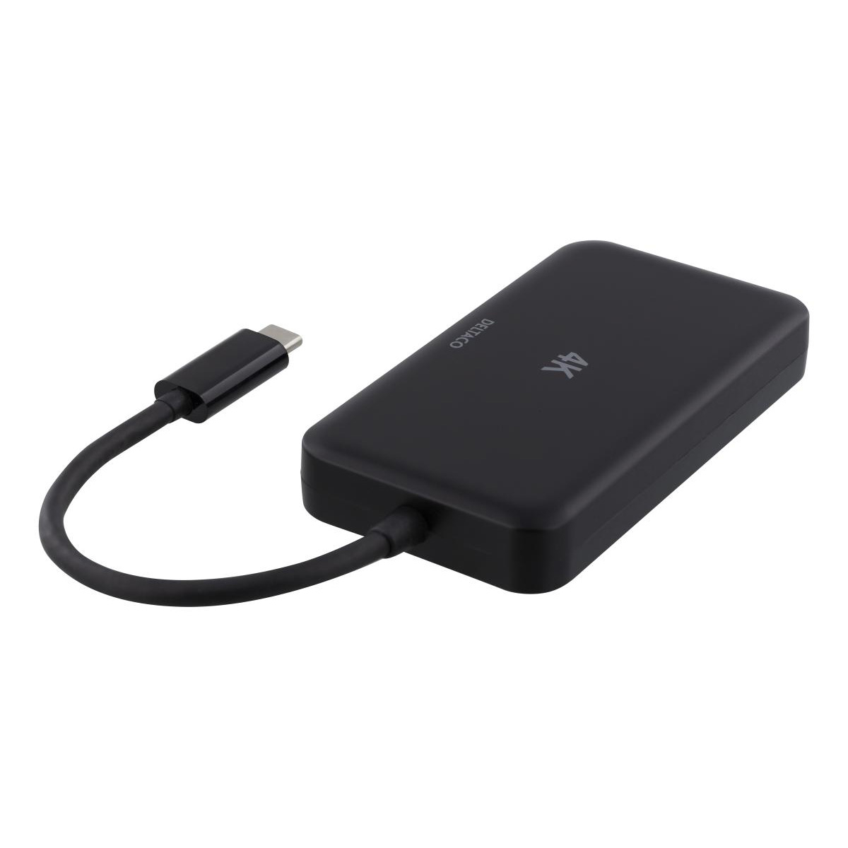 Deltaco USB-C till HDMI/DP/DVI/VGA-adapter, 4K, svart