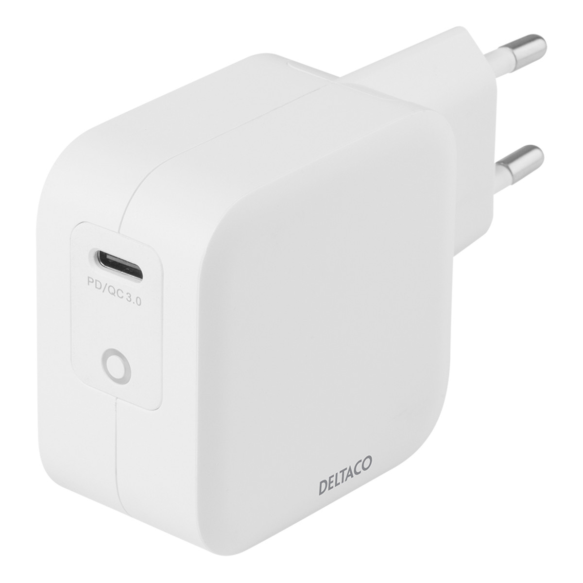 Deltaco USB-C väggladdare med PD och GaN-teknologi, 61W, vit