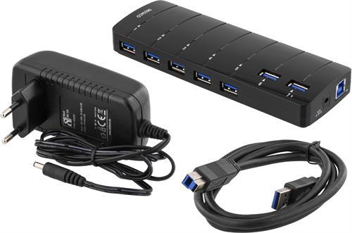 Deltaco USB3.0 hubb svart, 7-port