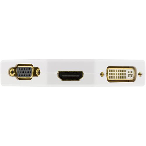 Deltaco mini DisplayPort till HDMI, VGA och DVI-D adapter, vit