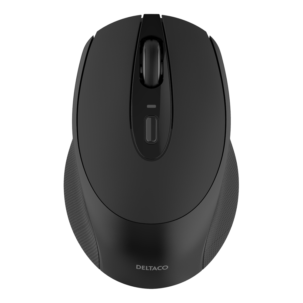 Deltaco trådlös tyst mus, 4 knappar, 1600DPI, svart