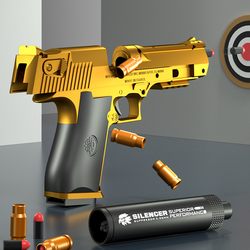 Desert Eagle leksakspistol med ljuddämpare, 8 kulor