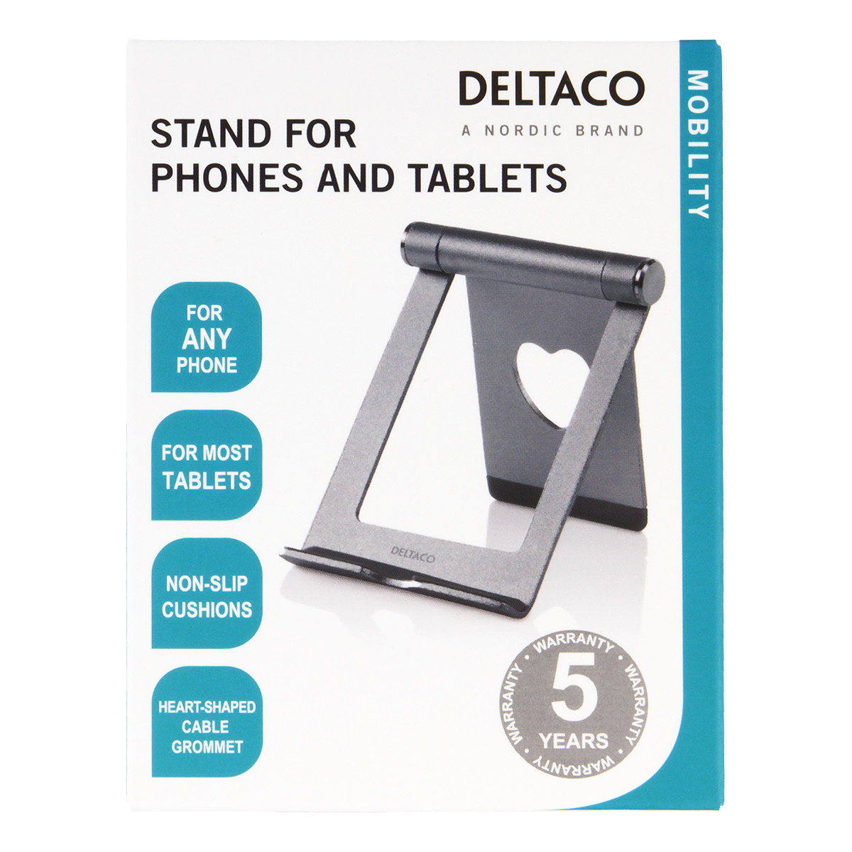 Deltaco Stativ För Smartphone och surfplattor Non-slip Aluminium