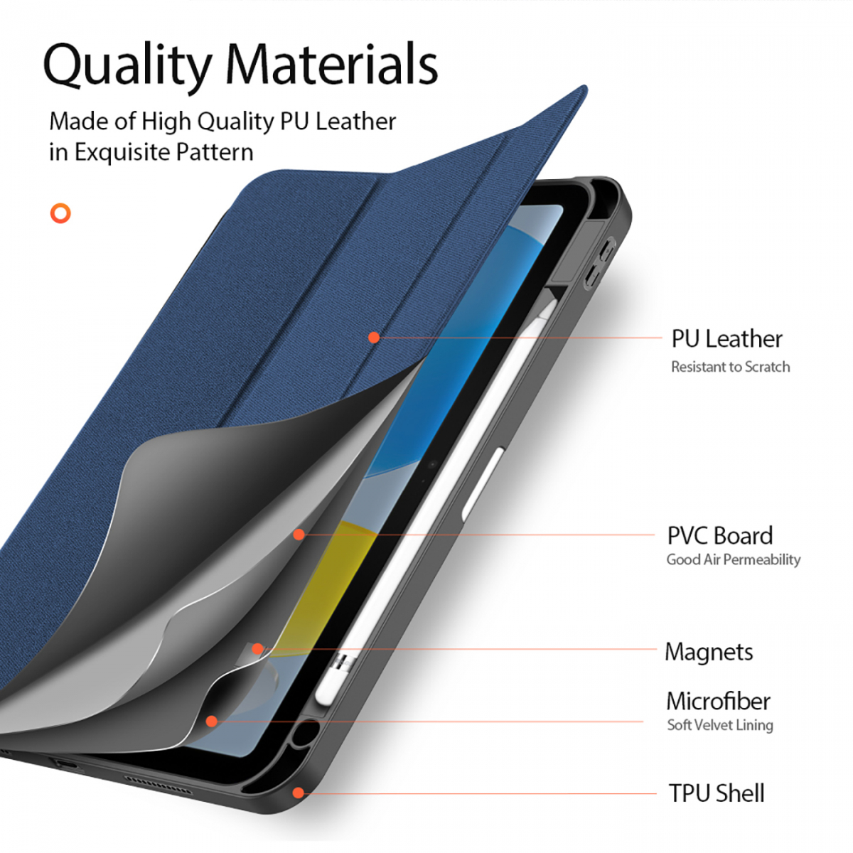 DUX DUCIS Domo Series fodral iPad 10.9" (2022, 10:e gen), blå