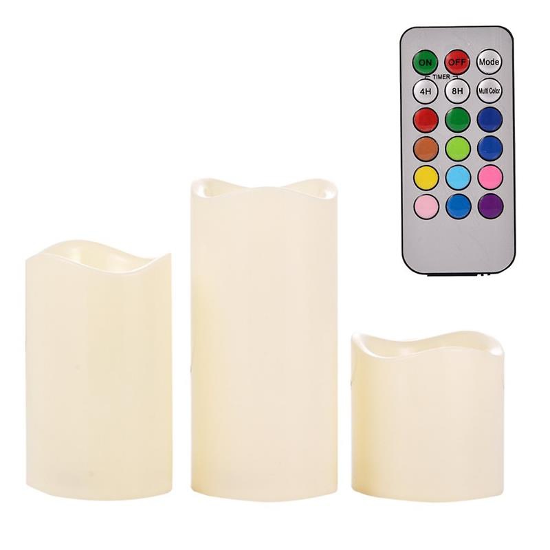Mysig LED belysning med dansande flamma, 3-pack + fjärrkontroll