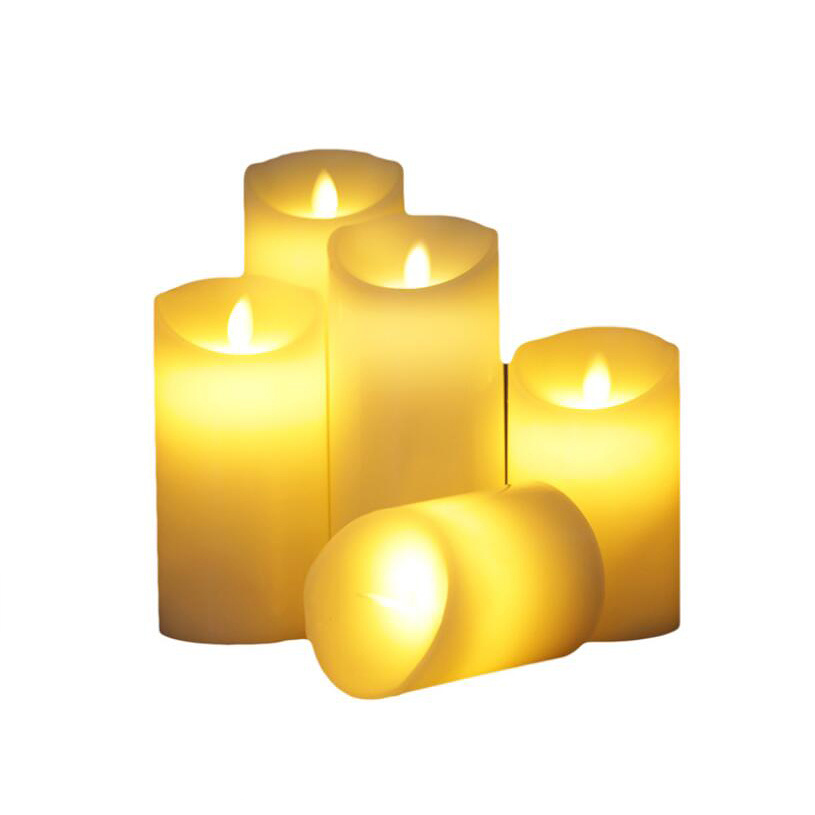Mysig LED belysning med dansande flamma, 3-pack + fjärrkontroll