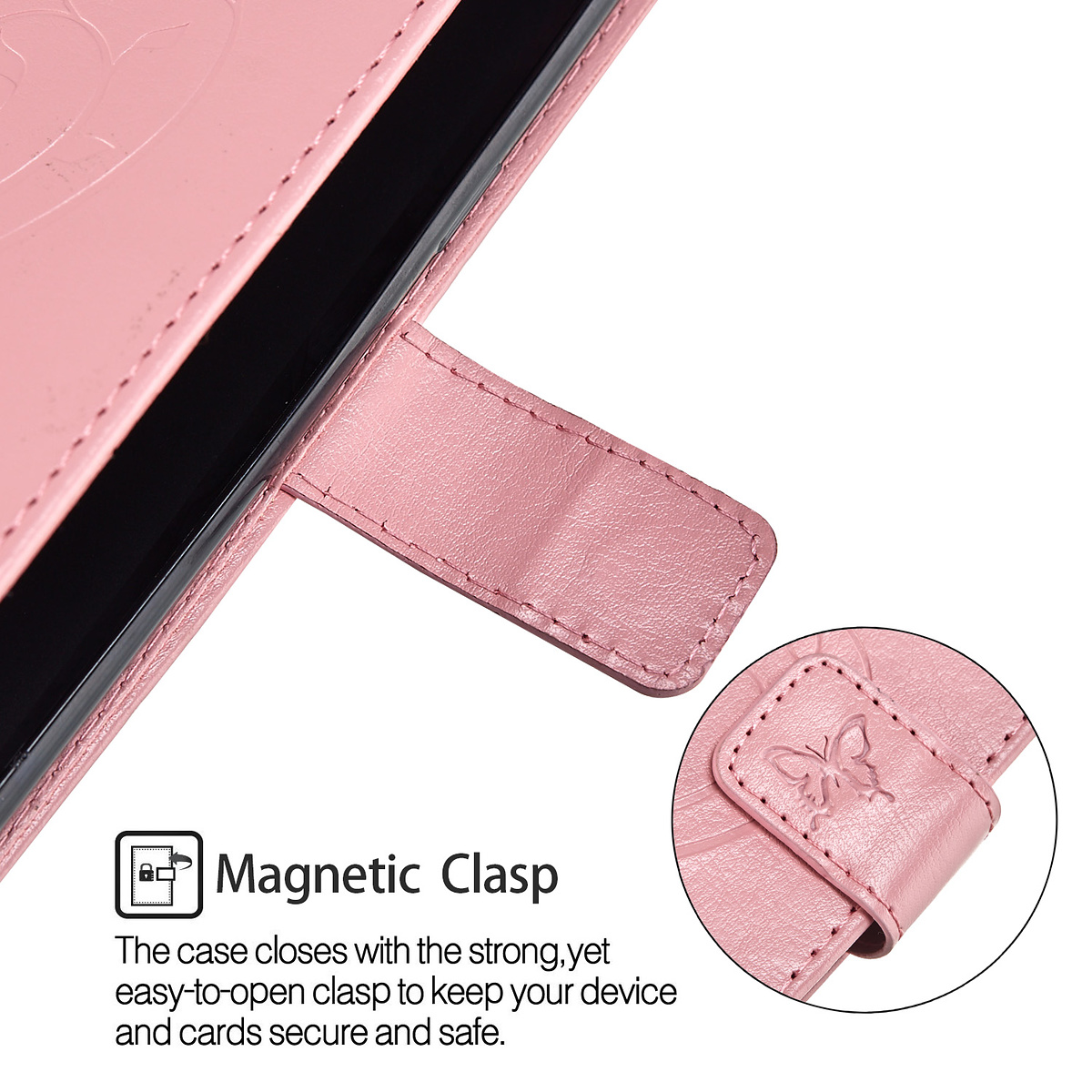 Läderfodral med vristband och stöd, Samsung Galaxy S9, rosa