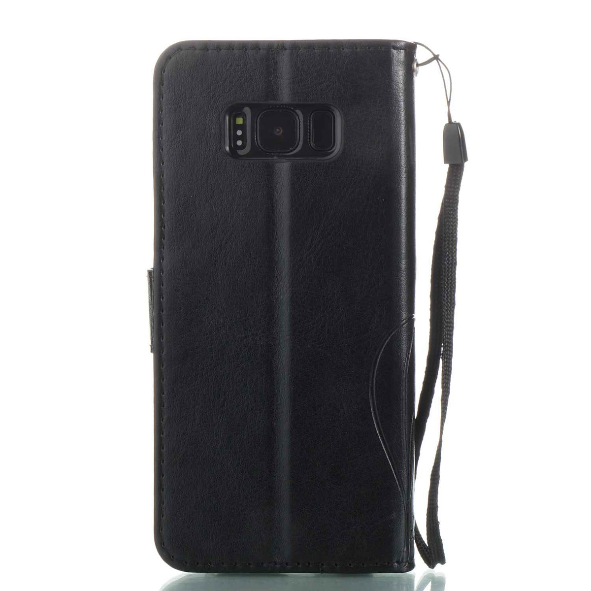 Läderfodral med vristband och stöd, Samsung Galaxy S8, svart