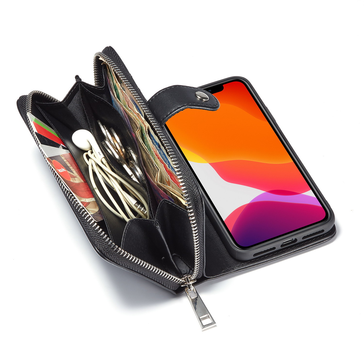 Exklusivt plånboksfodral, magnetskal, iPhone 11 Pro Max, svart