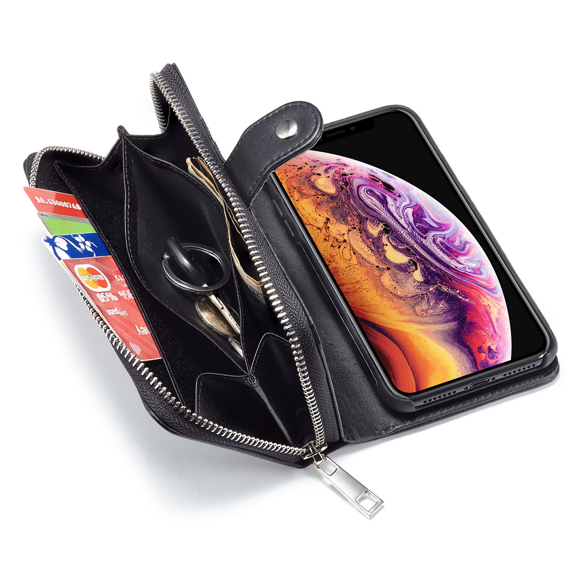 Exklusivt plånboksfodral med magnetskal, iPhone XR, svart