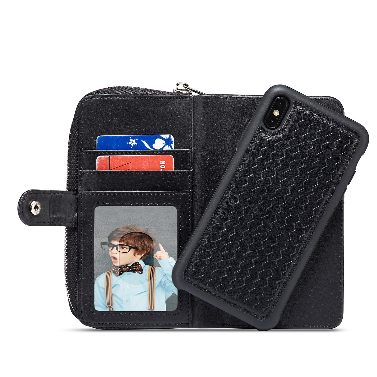 Exklusivt plånboksfodral med magnetskal, iPhone X/XS, svart