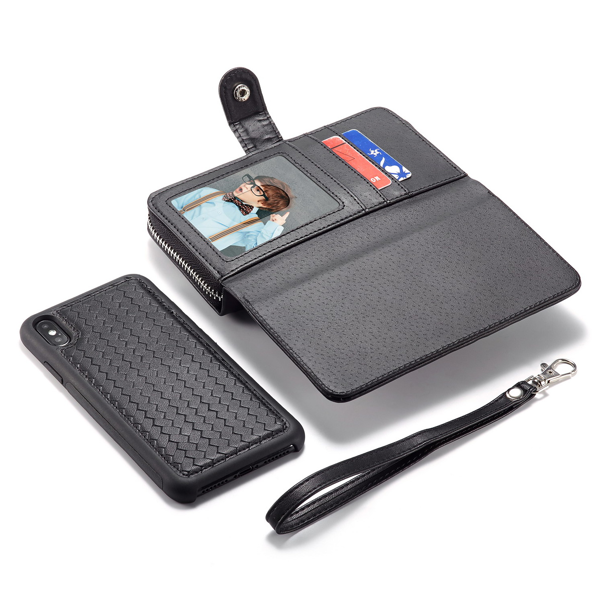 Exklusivt plånboksfodral med magnetskal, iPhone X/XS, svart
