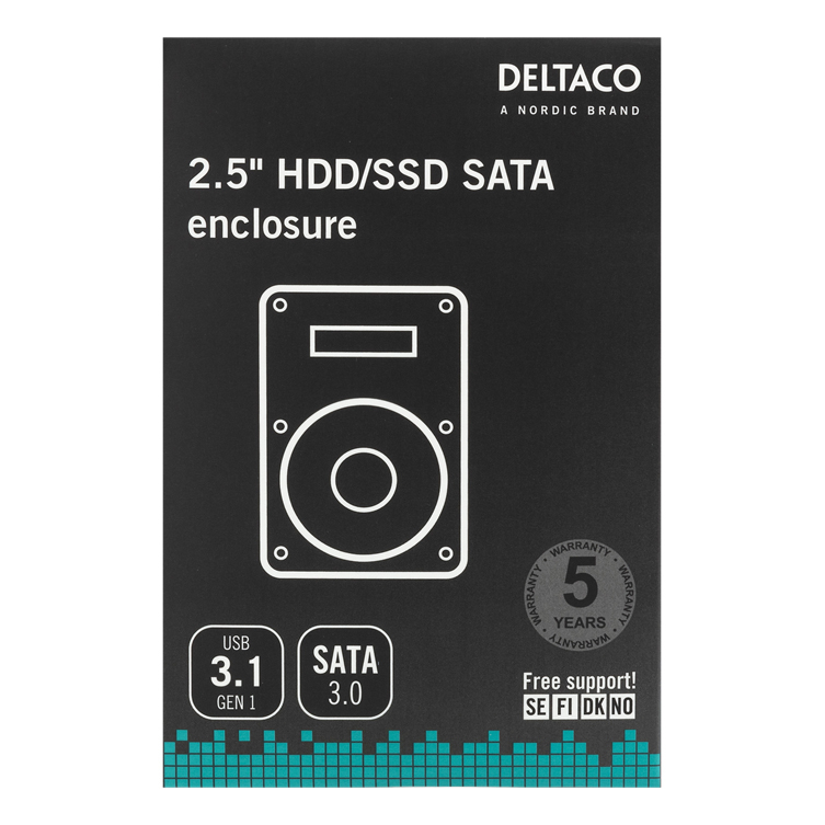 Externt USB 3.1 Gen 1 HDD/SSD-kabinett, 2.5", SATA 3.0